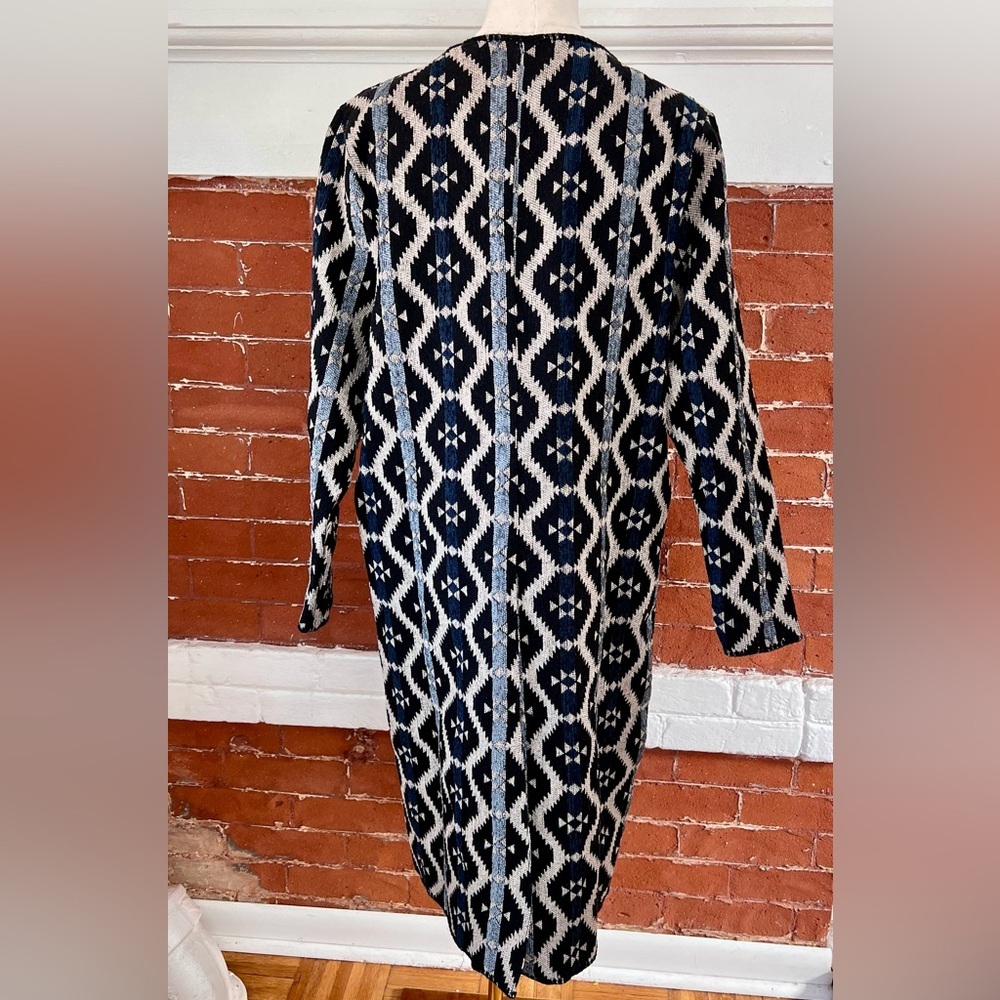 Anama Southwestern Geometric Tapestry Coat Blue Black Woven Jacket NWT Size M - Picture 9 of 17